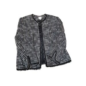 Apt 9 Woman Black White Tweed Open Front Jacket Blazer Petite 20W